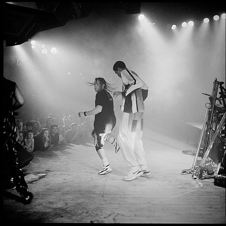 Leeroy & Keith Telepathy Michael Sobell Sports Centre, London, 1991. Agfa Pan 400